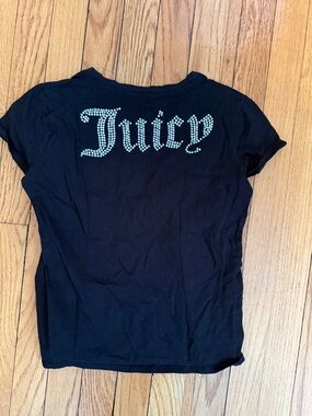 juicy couture black label bedazzled back bling baby tee, S